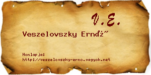 Veszelovszky Ernő névjegykártya